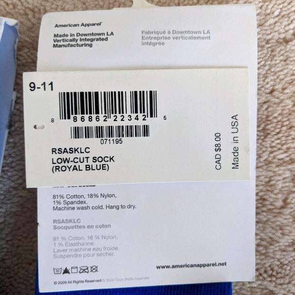 American apparel low cut blue socks - Picture 2 of 2